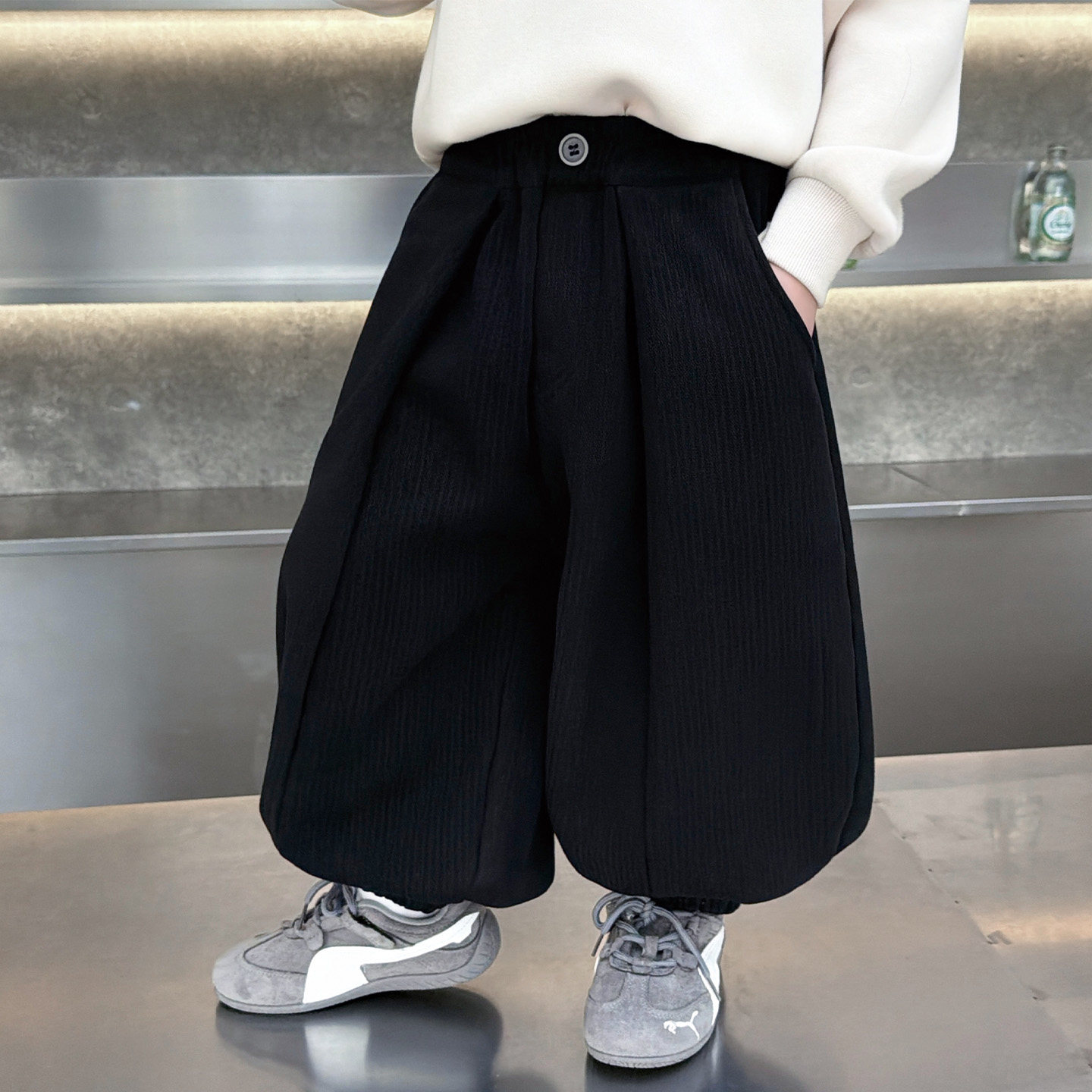 男童黑色裤子加绒秋冬季儿童加厚一体绒哈伦裤男孩宝宝冬装灯笼裤,童装/婴儿装/亲子装,裤子,淘宝优惠券,粉丝福利购,淘宝优惠卷