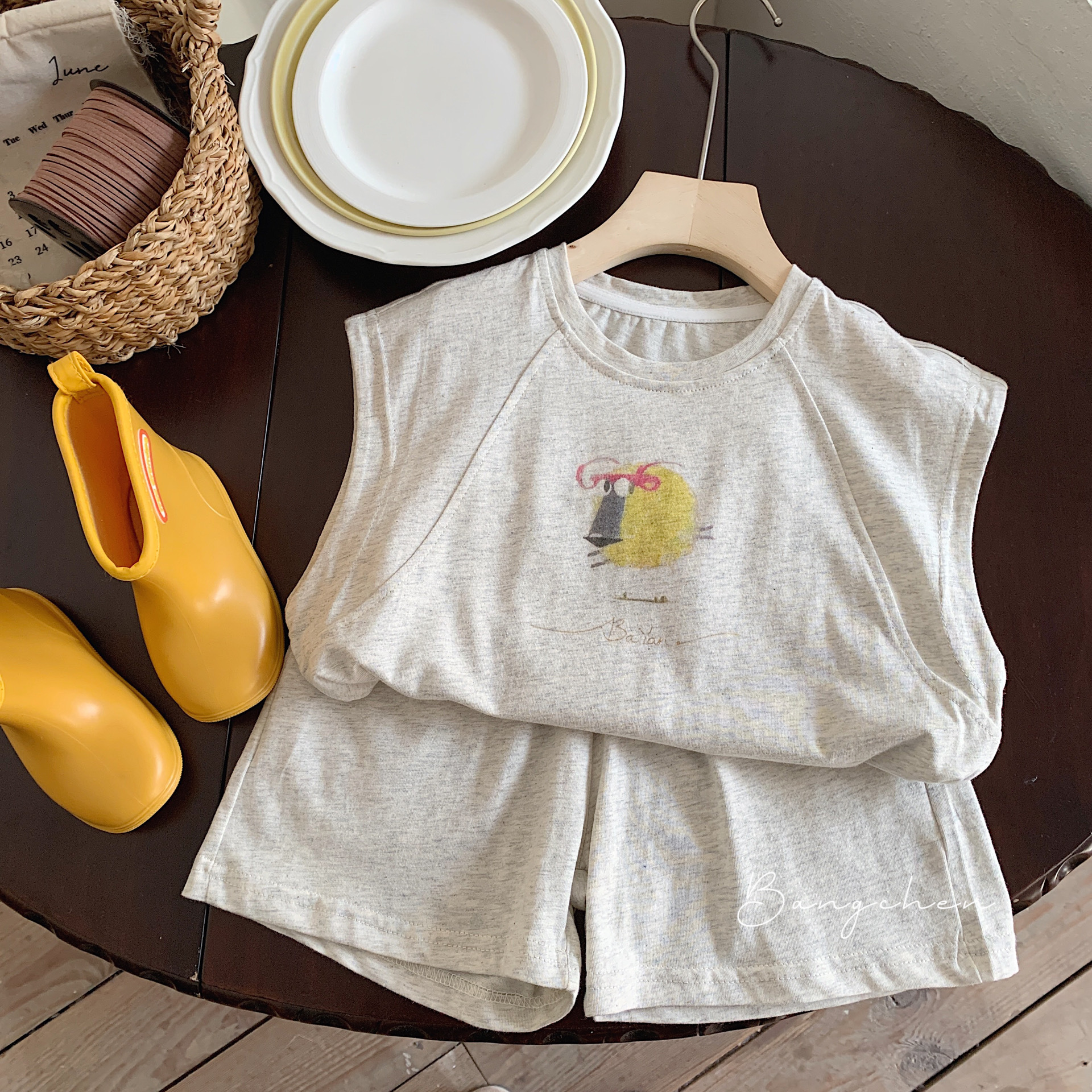 儿童套装夏装男童数码小羊背心短裤两件套韩版宝宝夏季纯棉衣服装