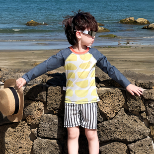 速干游泳衣小男孩宝宝海边度假防晒泳装 男童分体泳衣新款 儿童长袖