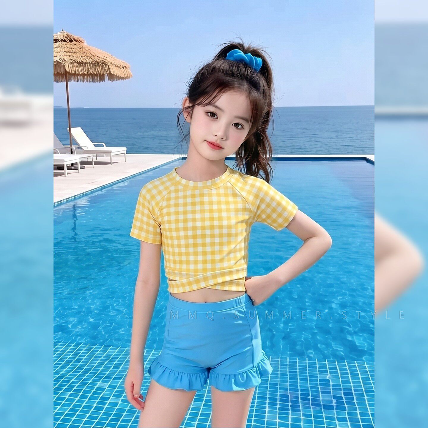 女童分体中大童时尚泳衣泳裤套装夏季泡温泉儿童游泳衣女宝宝泳装