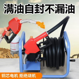 温港12v24V220V柴油电动抽油泵加油泵自吸泵加油枪车载小型加油机