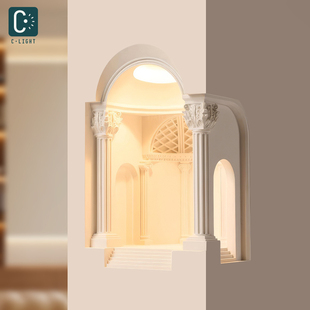 塞维利亚墙角石膏灯嵌入式壁灯创意转角灯感应氛围装饰过道壁龛灯