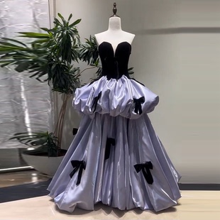 抹胸艺考晚礼服女高级感舞台音乐生声乐独唱演出服蓬蓬裙成人长裙