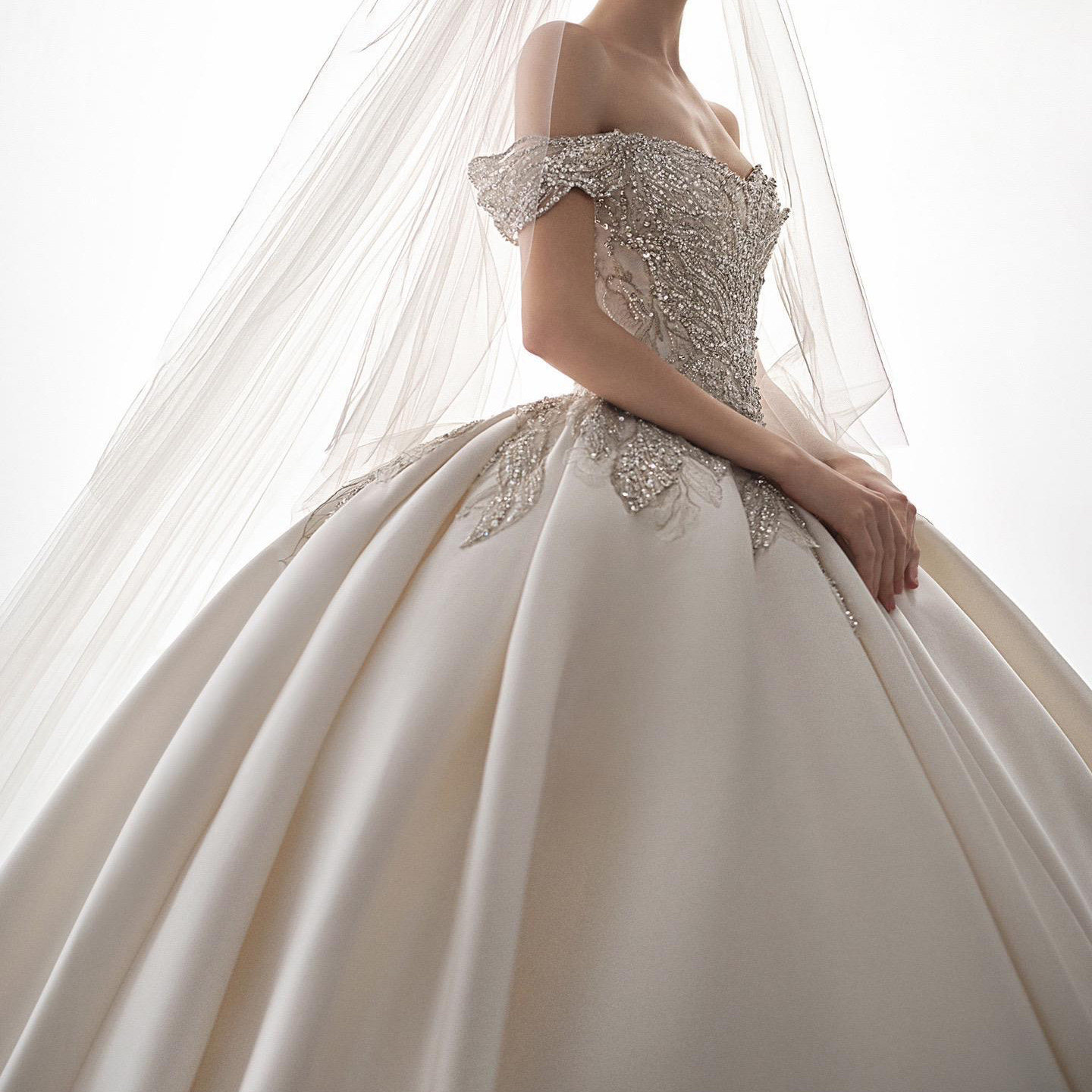 一字肩缎面主婚纱新娘2024新款法式复古高级质感小个子重工拖尾女,女装/女士精品,婚纱,淘宝优惠券,粉丝福利购,淘宝优惠卷