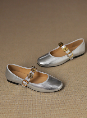 CX意大利重工水洗头层牛皮！2026新款老钱风玛丽珍全皮浅口单鞋女