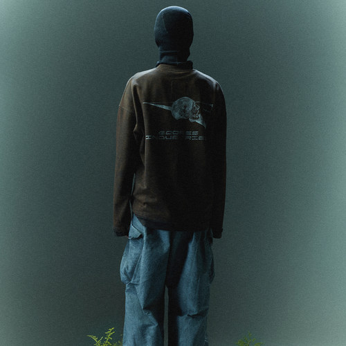 吉考斯工业Fear the Unknown克苏鲁铁锈色不规则袖口做旧圆领卫衣