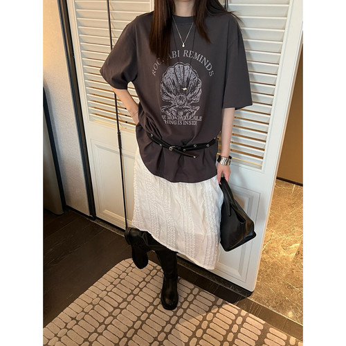 INSIST 甜美木耳边花边高腰显瘦半身裙