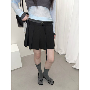 vibrant 简约百搭系带装饰宽松纯色miu系百褶裙裤(配腰绳)