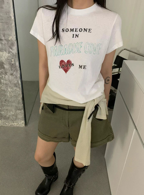 seeu seeu seeu 美式休闲字母短袖正肩显瘦基础亲肤T恤