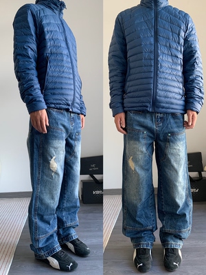 CAGT 秋冬潮美式街头水洗蓝色伐木牛仔裤宽松大码男流行休闲阔腿