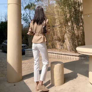 牛仔裤女款爆款2026新款小个子白色窄版直筒裤子五一出行配套衣服
