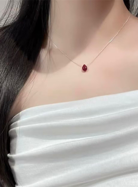 新中式设计感红豆水滴项链