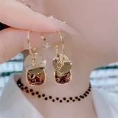 耳坠长款 轻奢高级感方糖耳环女时尚 百搭多戴款 超闪精致银针耳饰品