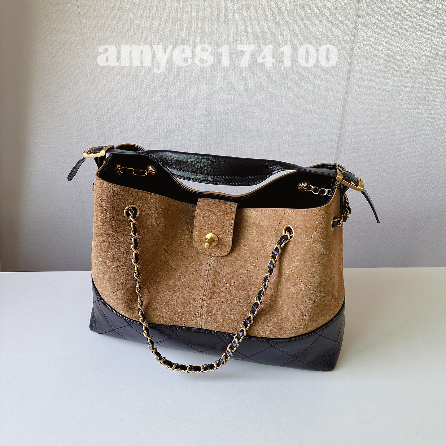 麂皮绒包包女小香风25A新款鹿皮购物袋拼色hobo托特包菱格链条包,箱包皮具/热销女包/男包,托特包,淘宝优惠券,粉丝福利购,淘宝优惠卷