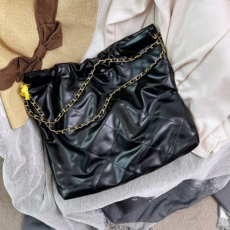 小香风22bag垃圾袋包包菱格tote托特包女款购物袋单肩链条斜挎包