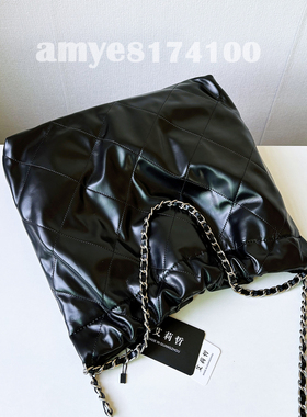 小香风22bag垃圾袋包包菱格tote托特包女款购物袋单肩链条斜挎包