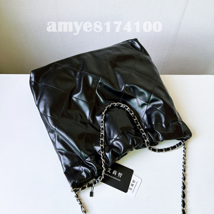 小香风22bag垃圾袋包包菱格tote托特包女款购物袋单肩链条斜挎包