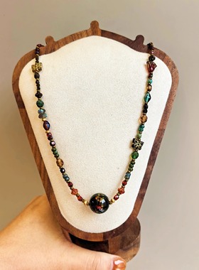 蝶羽原创非遗大漆珠手工项链