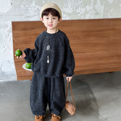 男童加绒套装秋冬2025新款痞帅