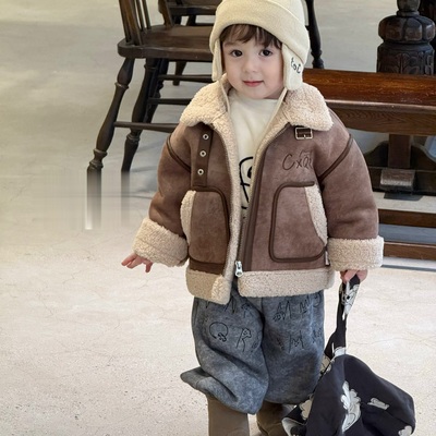 皮毛一体男孩宝宝加厚冬季衣服