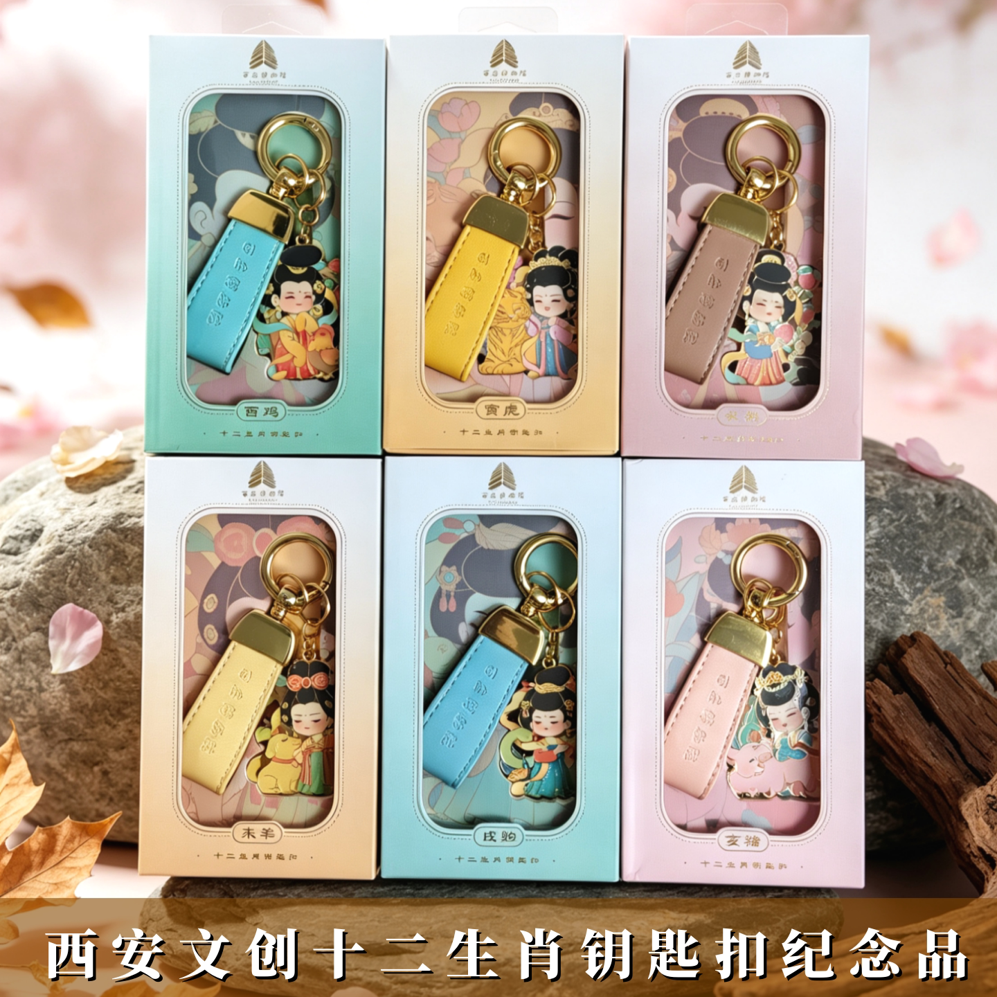 西安文创唐仕女十二生肖钥匙扣原创博物院唐时美人创意旅游纪念品