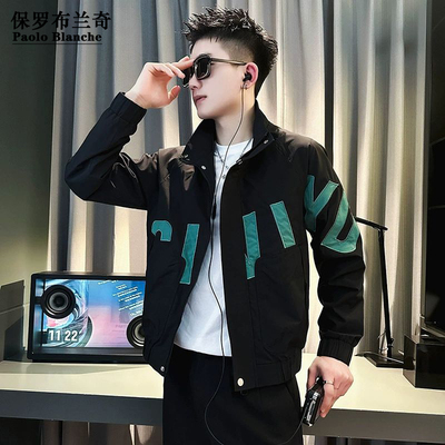 保罗2025秋季新款男士夹克新款棒球服外套时尚立领男装时尚百搭