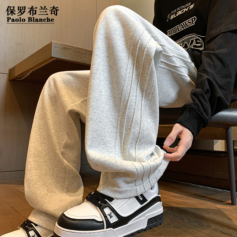 保罗新款休闲长裤男秋季潮牌宽松运动裤子直筒裤百搭男士卫裤