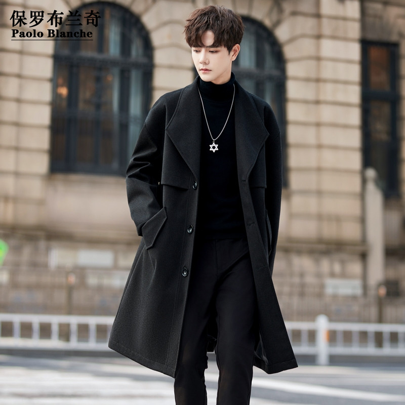 保罗2025秋冬款毛呢大衣外套新款秋季休闲宽松版毛呢大码风衣外套,男装,毛呢大衣,淘宝优惠券,粉丝福利购,淘宝优惠卷