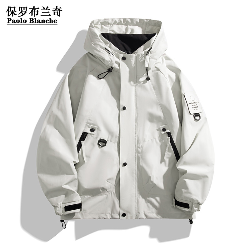 保罗高档大牌2026春秋新款男士冲锋衣休闲宽松大码夹克服男装外套