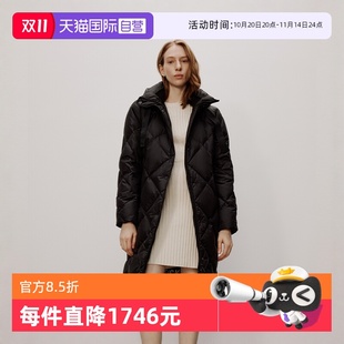 Marc Polo 商场同款 保暖羽绒服女 白鹅绒菱形格长款 自营