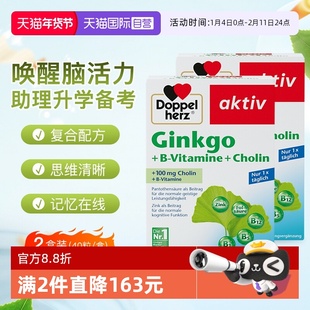 【自营】德国双心银杏叶精华提取物胶囊银杏叶进口正品40粒2盒装