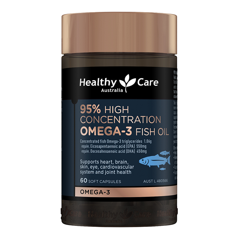 【自营】HealthyCare鱼油95%高纯度DHA成人EPA Omega3欧米茄3*3瓶