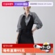 自营 ELLE法式 挂脖V领收腰连衣裙女2025秋新款 气质a字西装 短裙
