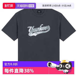 自营 复古老花标上衣休闲服圆领半袖 MLB情侣短袖 女装 T恤潮 男装