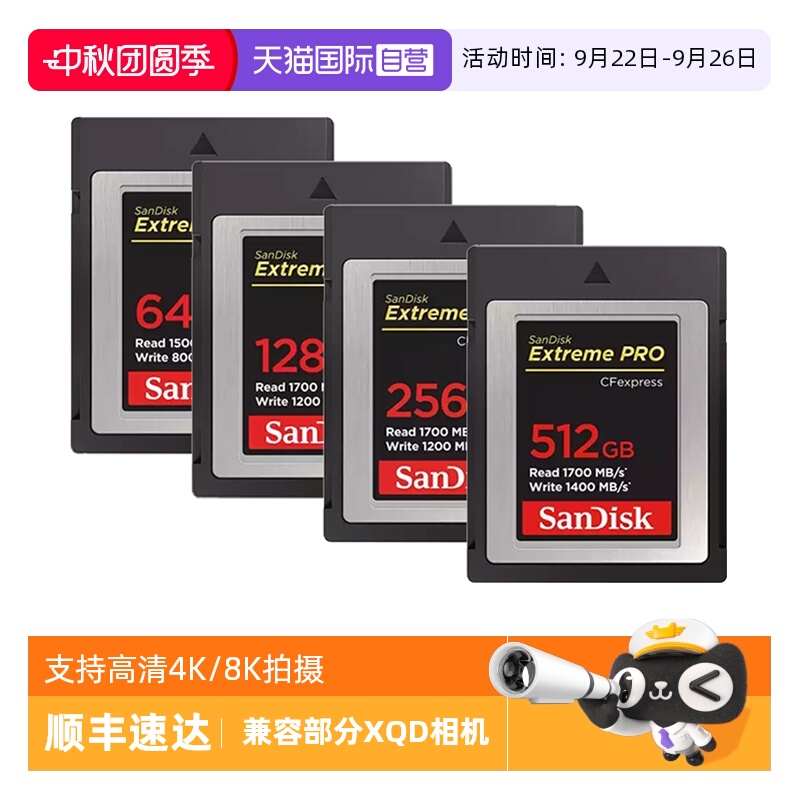 自营闪迪cfexpress存储卡摄像机