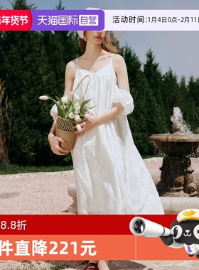 【自营】【ESTER HSU牛奶湖泊】ELLE泡泡袖提花连衣裙女25夏a字裙