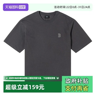 纯色运动服休闲上衣炭灰色半袖 男女装 MLB情侣短袖 圆领T恤 自营