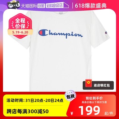 CHAMPION草写logo纯色短袖