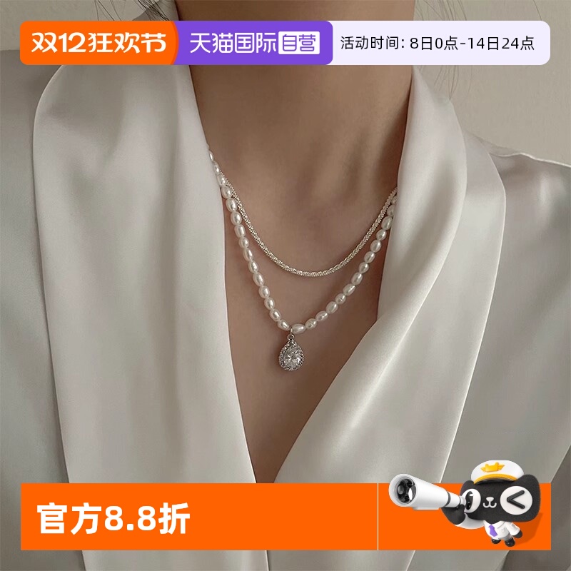 双层叠戴巴洛克珍珠项链女