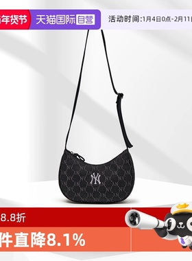 【自营】MLB男女复古时尚经典NY满印老花牛仔腋下手提挎包BQMV45N