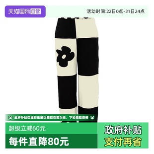 自营 撞色花朵印花束脚卫裤 Petit 棋盘格针织女士长裤 女 Bari