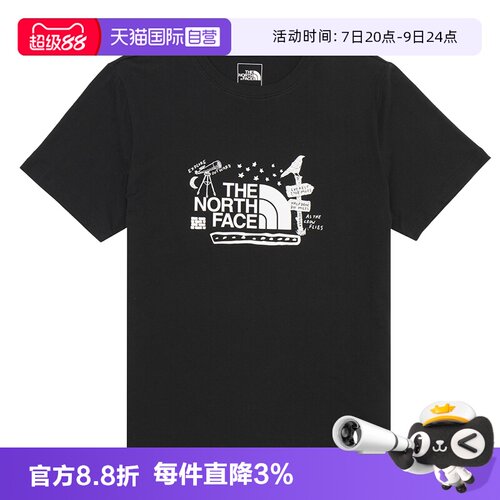 【自营】The North Face北面男女同款印花短袖T恤户外透气