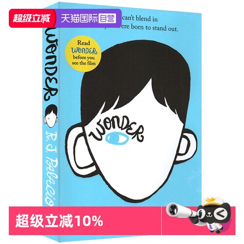 【自营】英文原版 Wonder 奇迹男孩 青春励志 纽约时报热销英文书 文学同名电影原著 搭配flipped夏洛的网Charlotte's Web