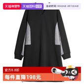 自营 ELLE黑色拼接绑带长袖 连衣裙女2026春季 新款 优雅卫衣裙