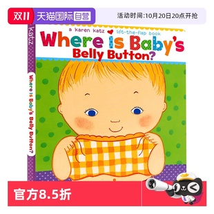 Katz Button纸板书低幼 Belly Baby 自营 Karen 宝宝 绘本卡伦卡茨翻翻书 英文原版 Where 肚脐眼在哪里Where