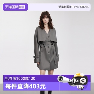格雷系休闲风衣式 ELLE摩登假两件连衣裙女2025春新款 裙子 自营