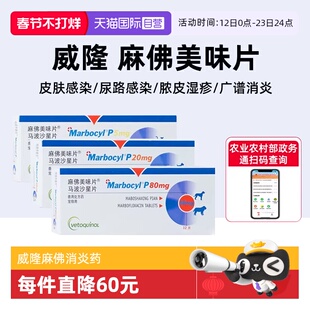 【自营】威隆麻佛美味片脓皮感冒犬猫马波沙星片皮肤病宠物消炎药