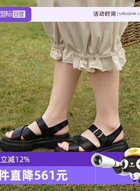 【自营】HOGAN女士H644系列皮革交叉带厚底松糕凉鞋 HXW6440FJ20