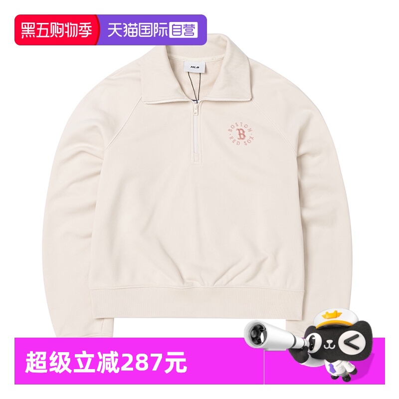 【自营】MLB卫衣女装新款半拉链运动服跑步休闲上衣学院风套头衫