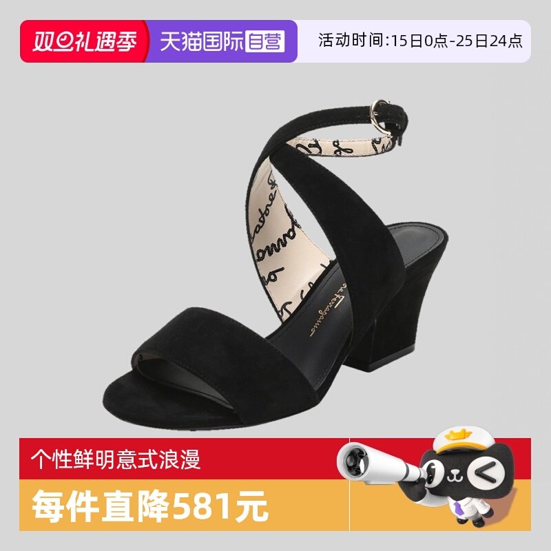 【自营】Ferragamo菲拉格慕 女士绒面皮革高跟凉鞋 正品高跟鞋